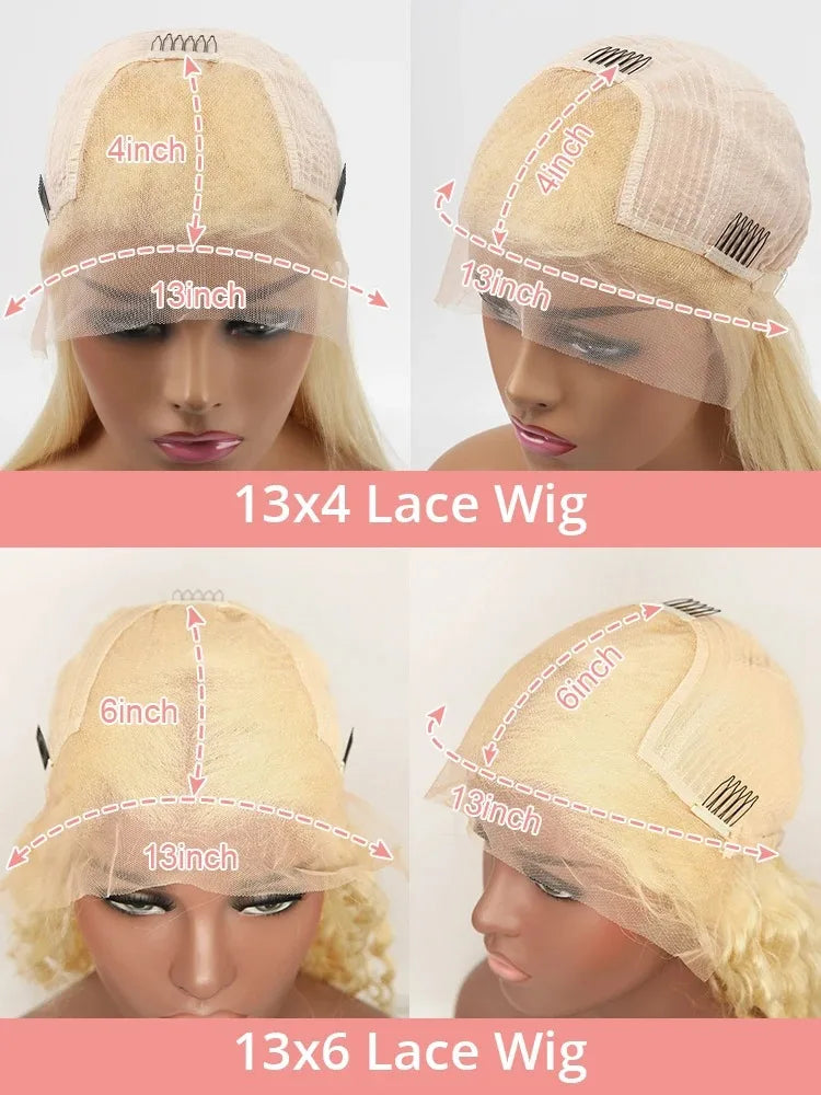 200 Density 30 40 Inch 613 honey blonde Body Wave 13x6 HD Transparent Lace Frontal Wigs Human Hair Brazilian 13x4 Lace Front Wig