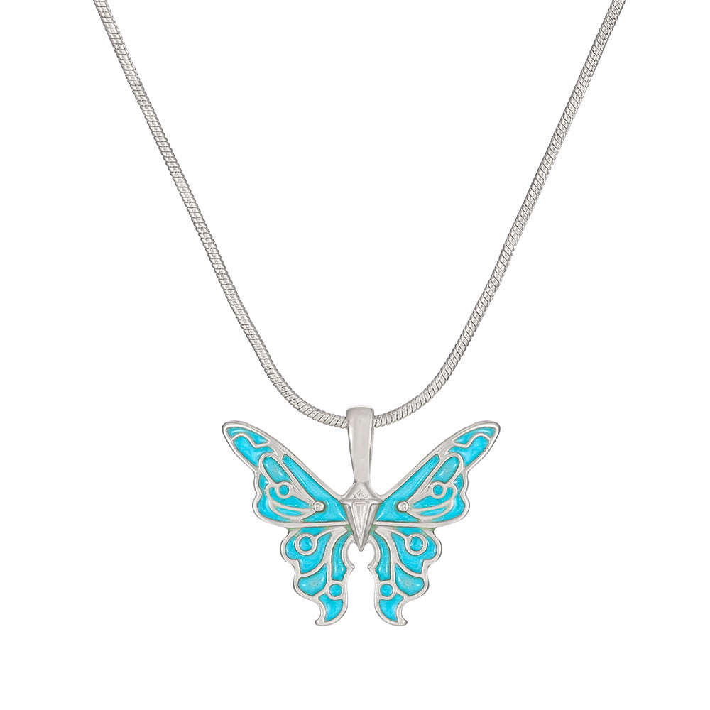 Ins Colorful Oil Necklace Butterfly Girlfriends Clavicle Chain