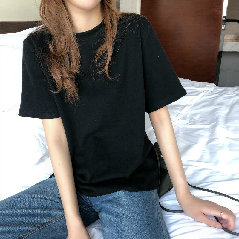 Women's Cotton White Short-sleeved Slim Korean Style