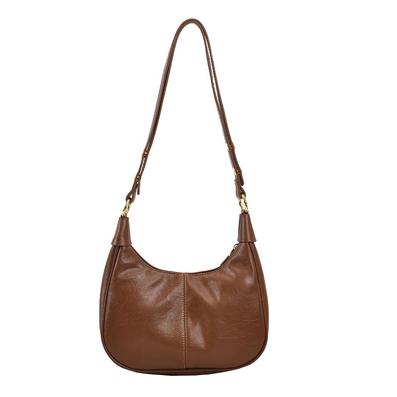 Underarm Bag Oil Wax Leather Trendy Texture One-shoulder Crossboby Bag Women's Bag