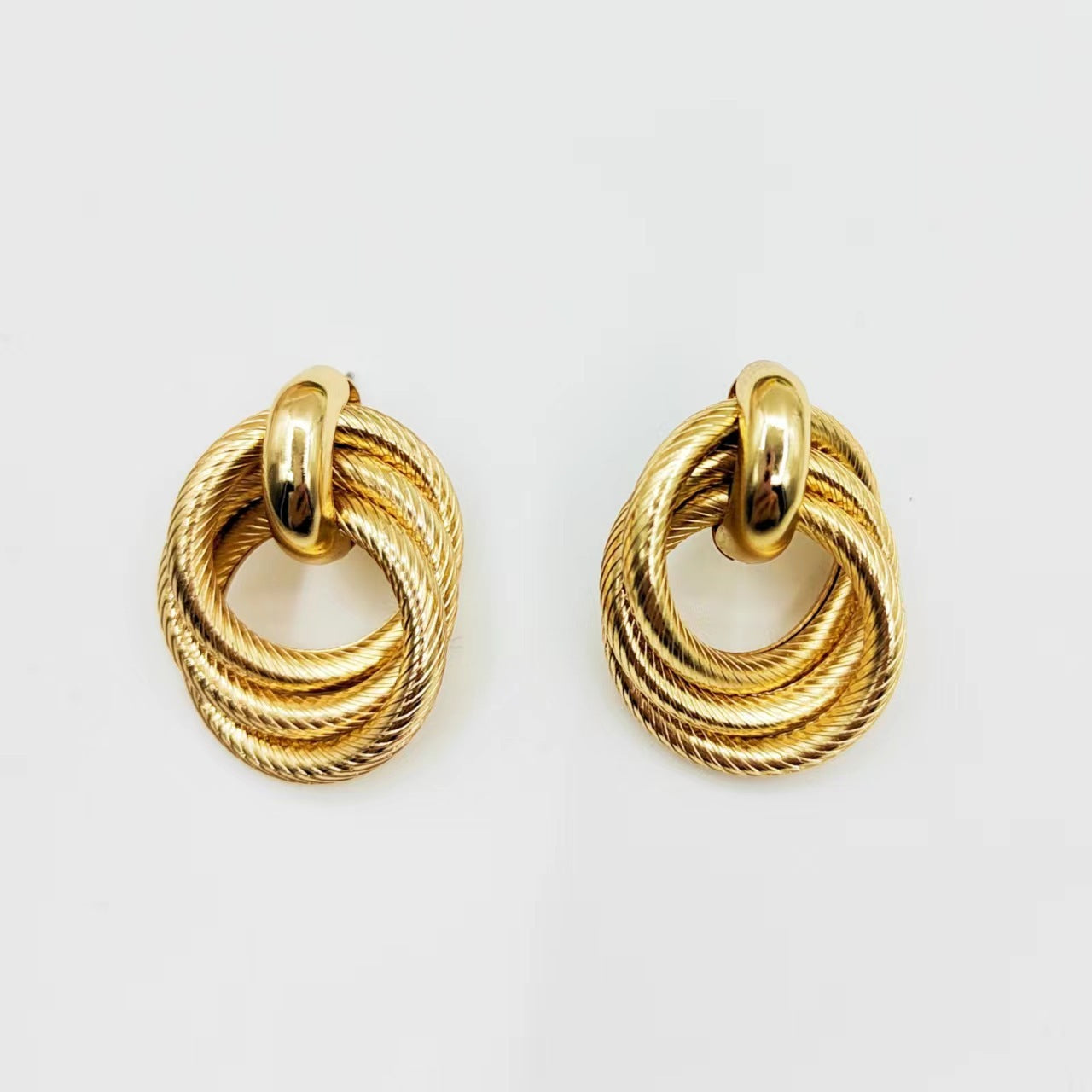Geometric Ring Embossed Twisted Stud Earrings Exaggerated Creative