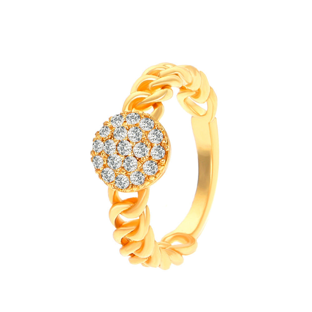 Diamond Oil-spot Glaze Flowers Ring
