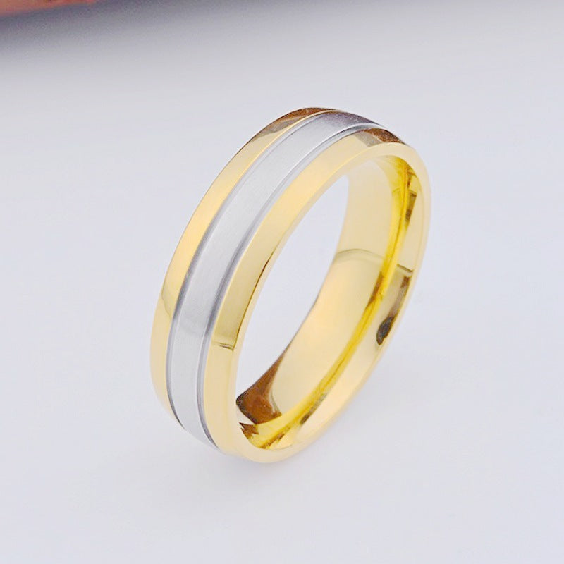 Zircon Couple Ring 18K Gold Two-tone High-end All-match