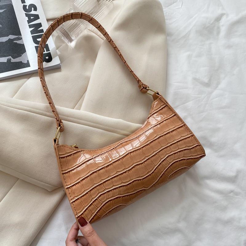 Embossed Underarm Stone Pattern Candy Color Shoulder Bag