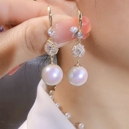 Fashionable Red Bean Personalized Pearl Earrings