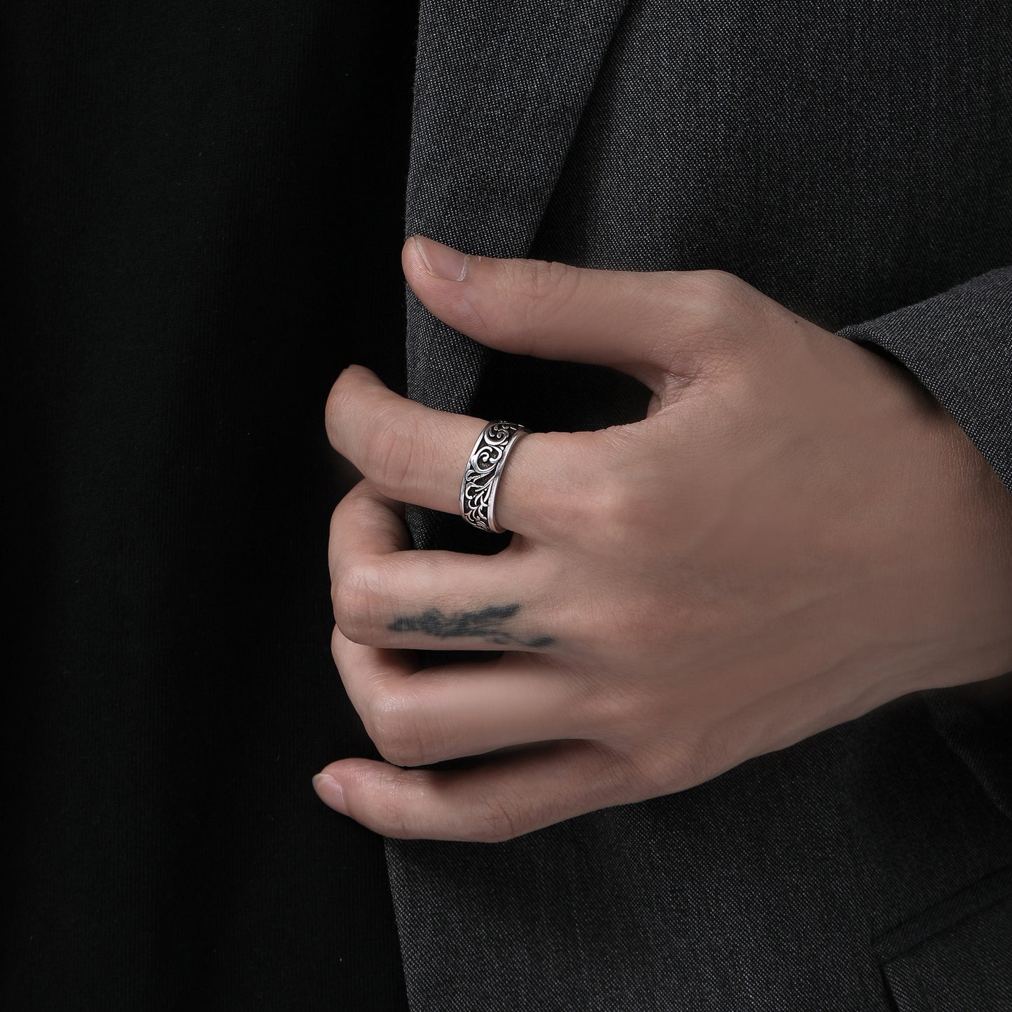 Vintage Tangcao Ring Couple Silver Handmade Gift