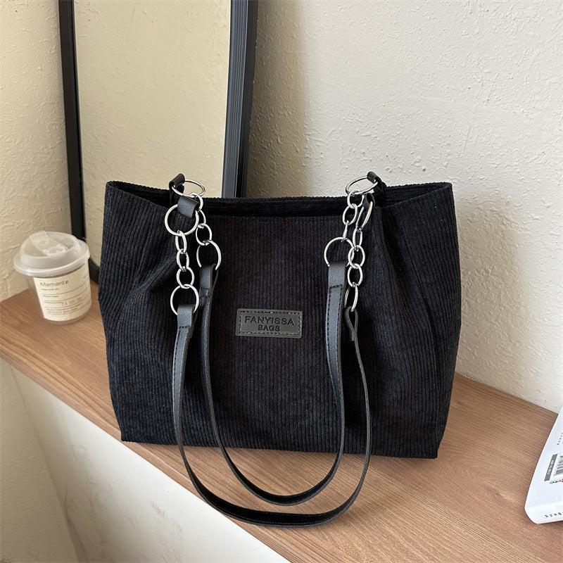 New Corduroy One-shoulder Tote Large Capacity Handbag For Women