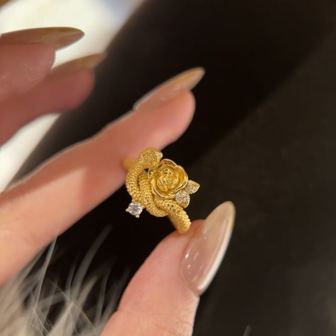 Golden Rose Middle Ancient Snake Ring Female Fashion