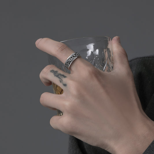 Vintage Tangcao Ring Couple Silver Handmade Gift