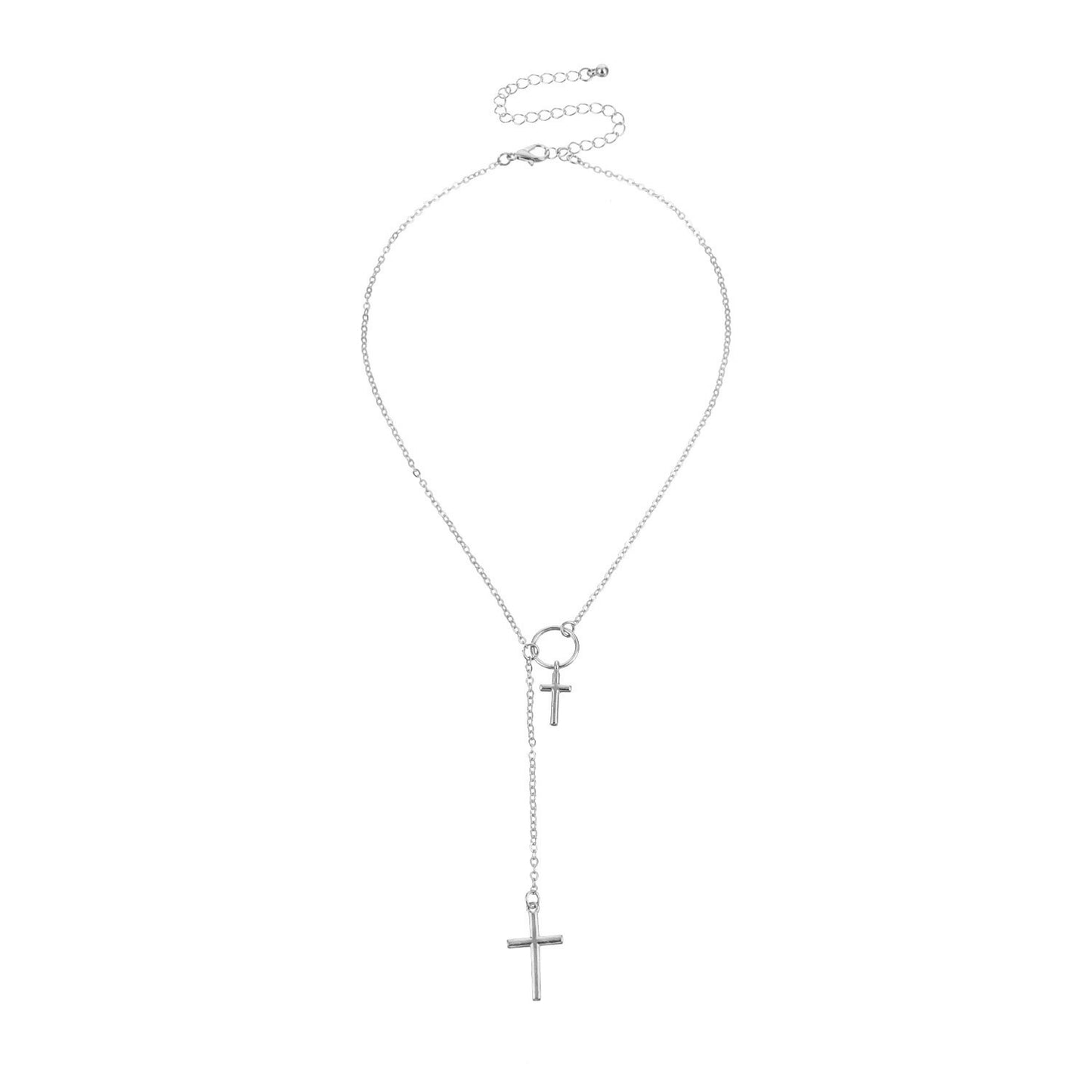 Fashion Double Layer Cross Trendy Female Necklace Personality
