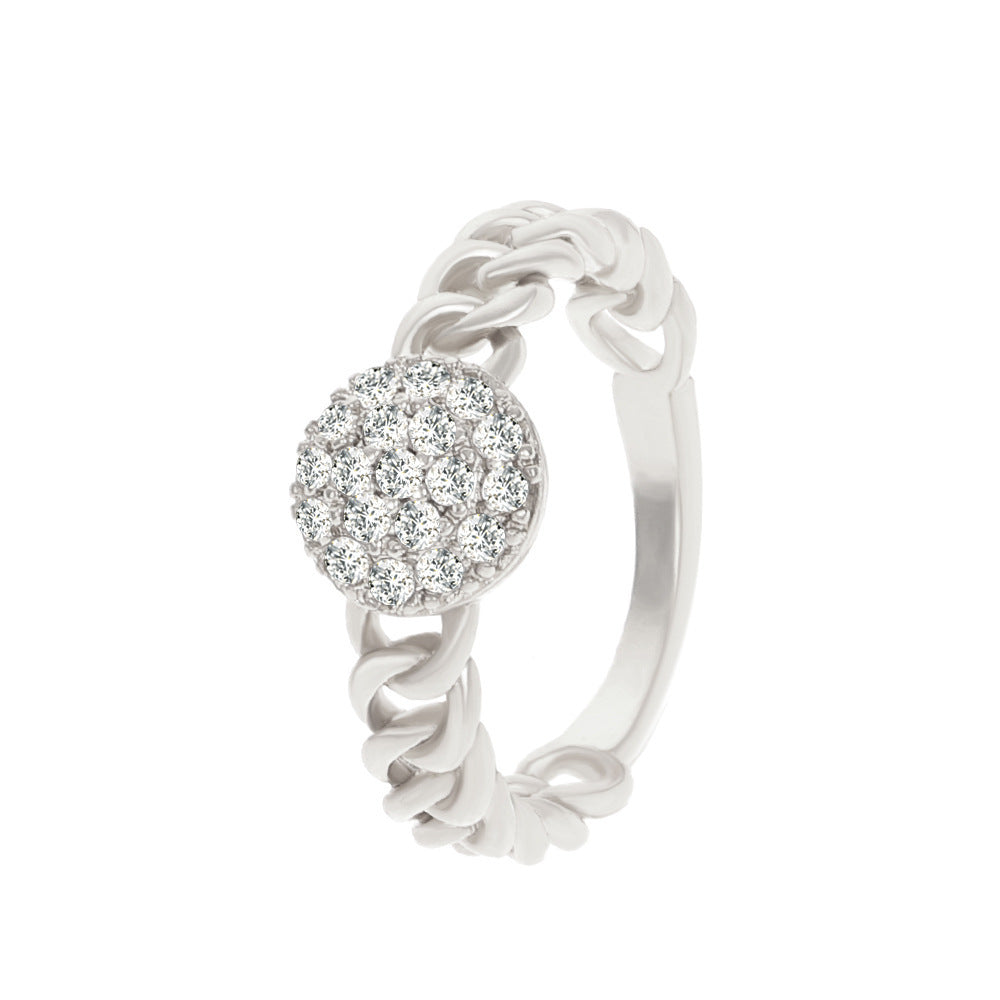 Diamond Oil-spot Glaze Flowers Ring