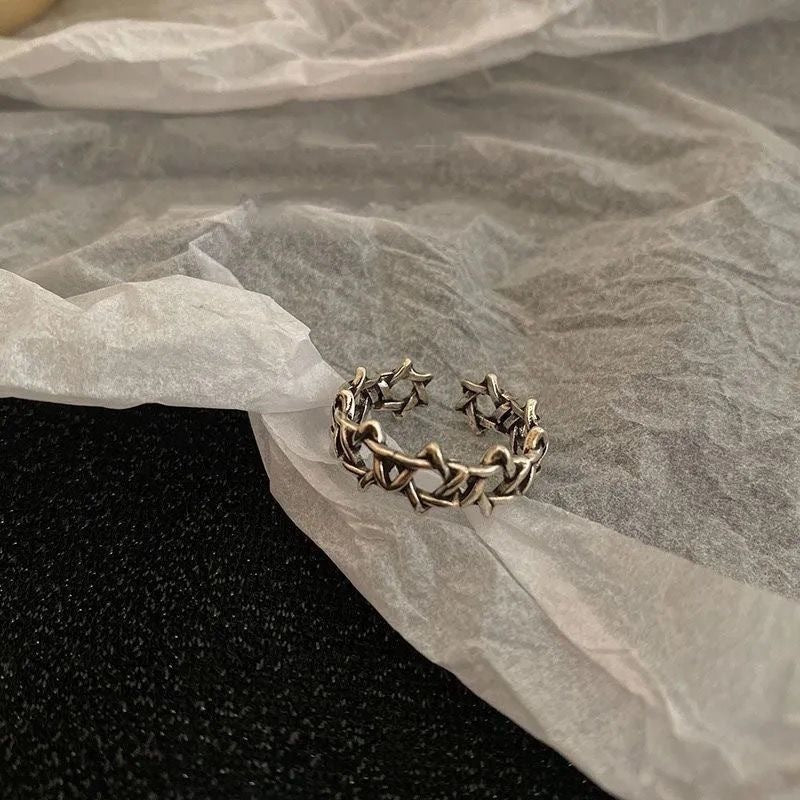 Retro Retro Roman Numerals Three-piece Ring Set Women