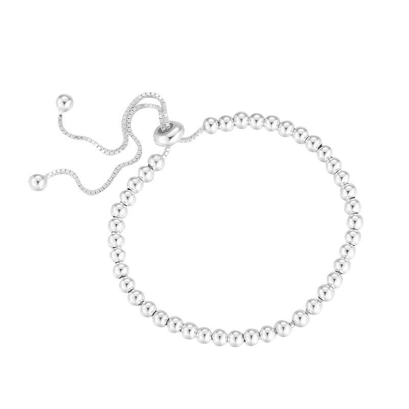 Simple All-Match Silver Round Beads Pull Bracelet For Women New Simple