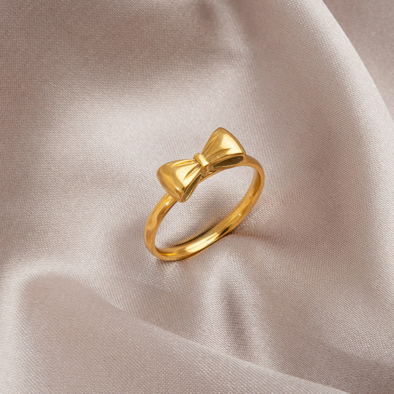 Japanese And Korean Design Exquisite Bow 18K Gold New Ring