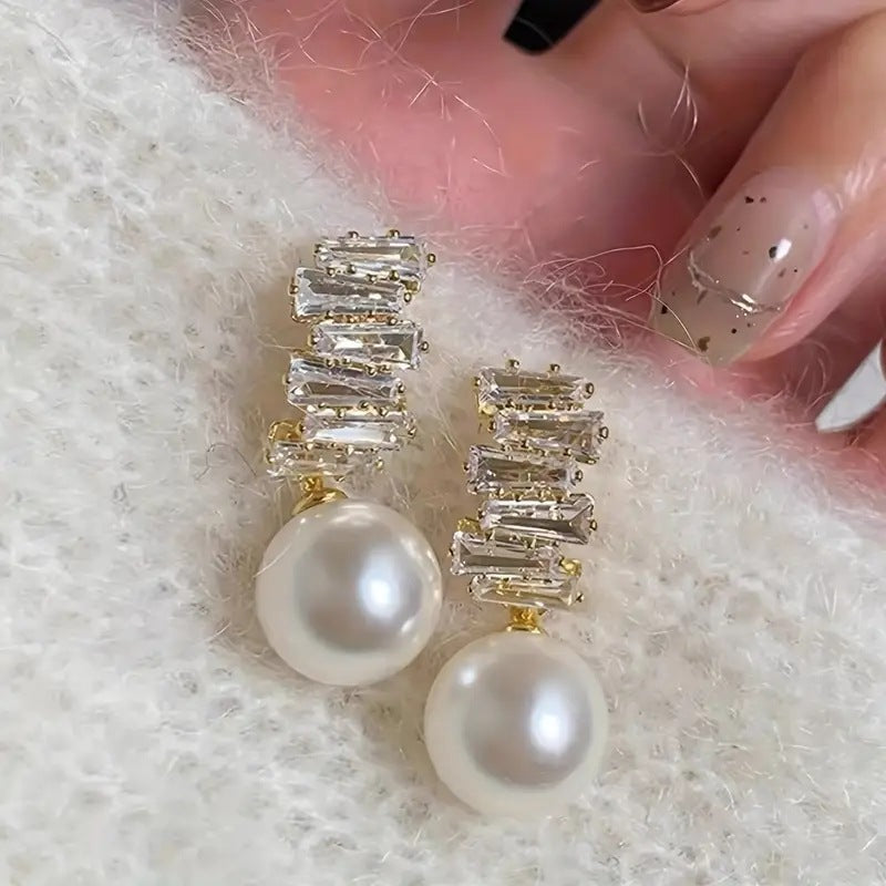 Refined Zircon Pearl High-end Elegant Vintage Earrings