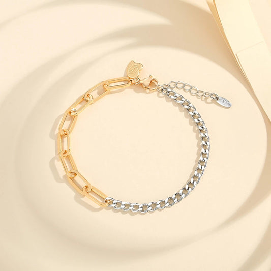 Women's Gold-plated Exquisite Minority All-match Simple Gold And Silver Stitching Bracelet