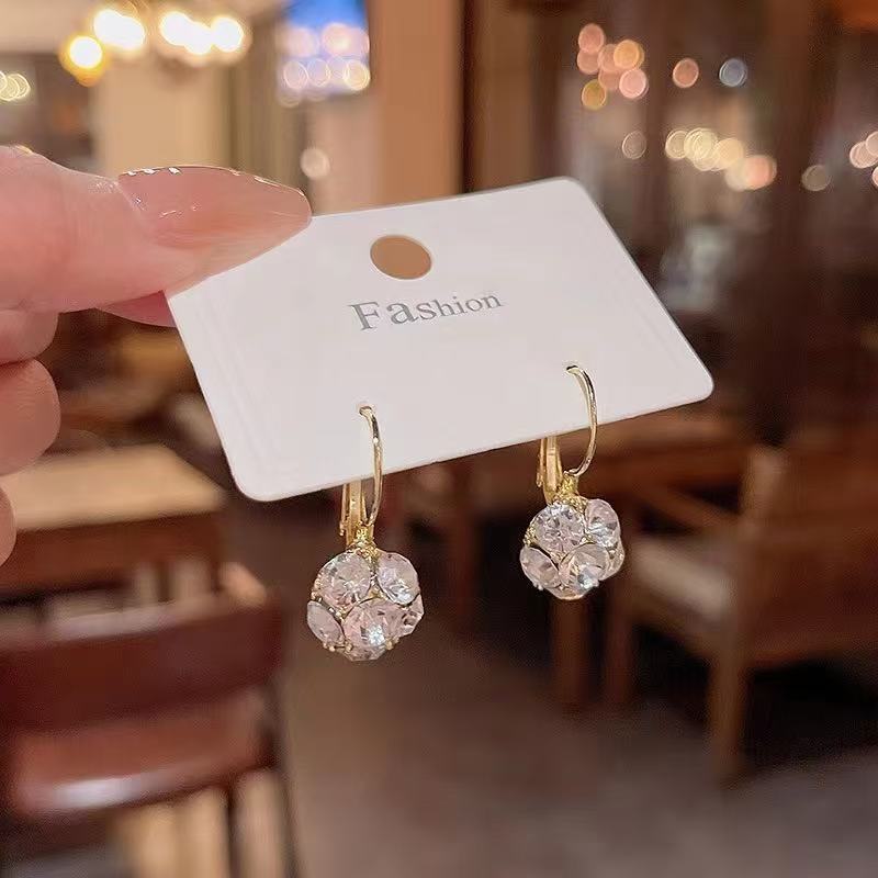 Korean Retro Colorful Circle Crystal Earrings