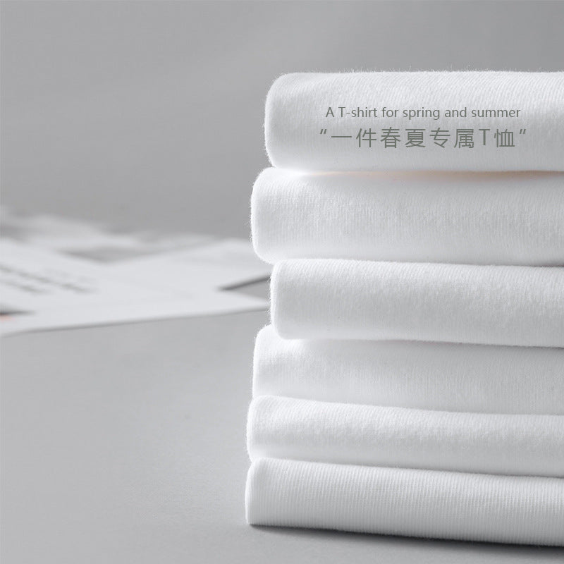 Women's Cotton White Short-sleeved Slim Korean Style