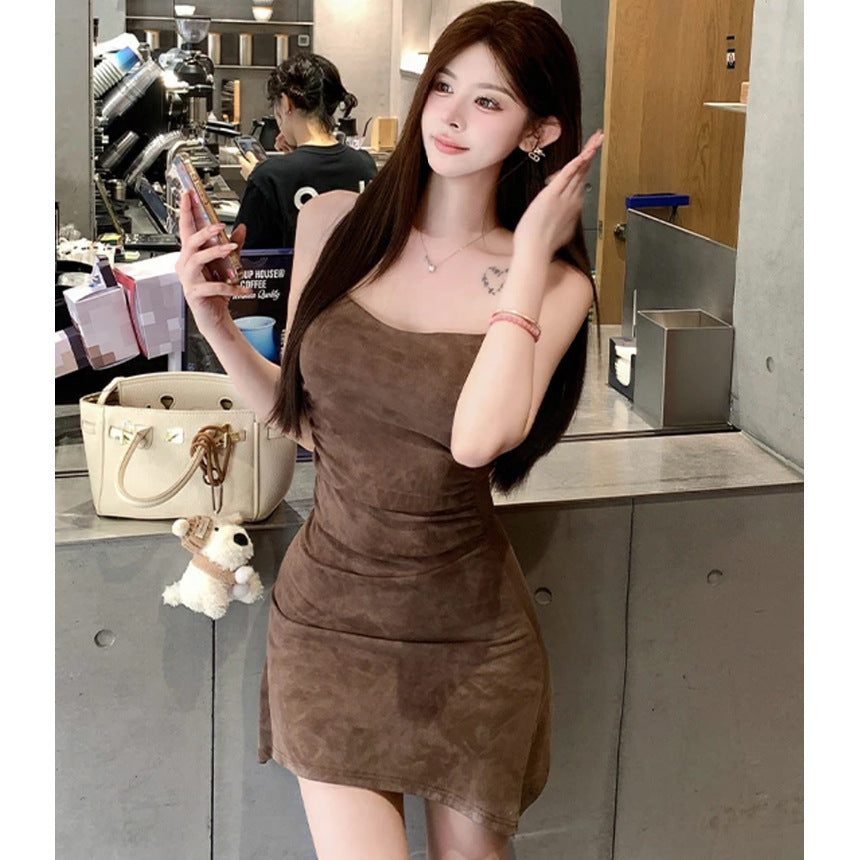 Women's Thin Looking Fashion Waist-tight Strap Dress