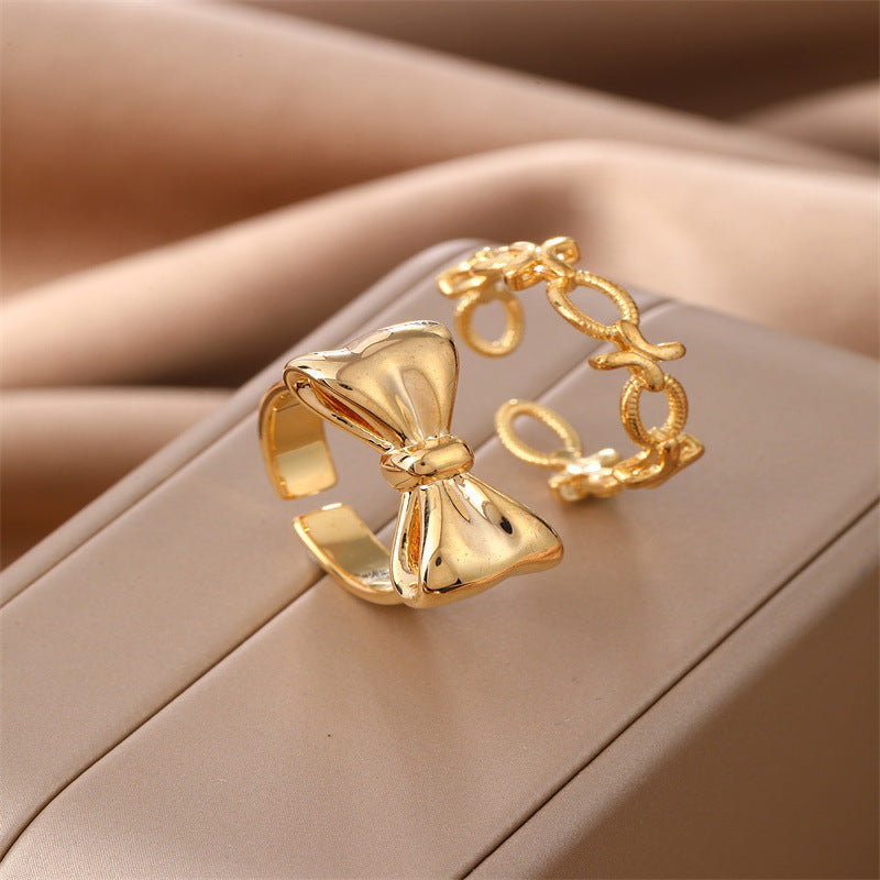 French Minority All-matching Bow Ring Women