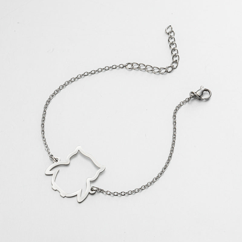 Cut Small Animal Hollow Owl Pendant Simple Bracelet