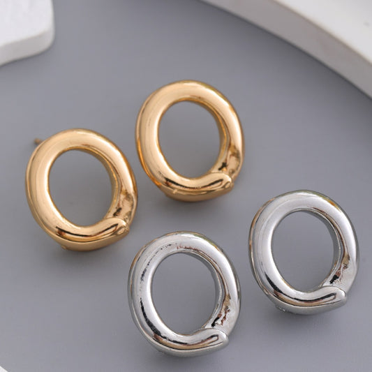 Geometric Circle Stud Earrings For Women In Minimalist Style
