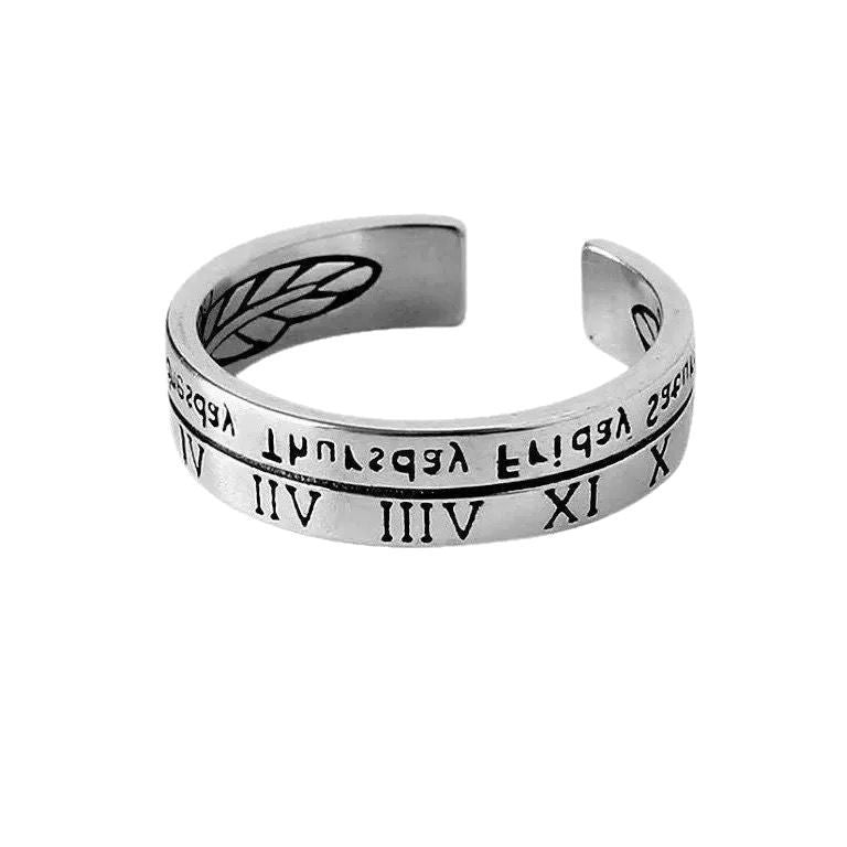 Retro Retro Roman Numerals Three-piece Ring Set Women