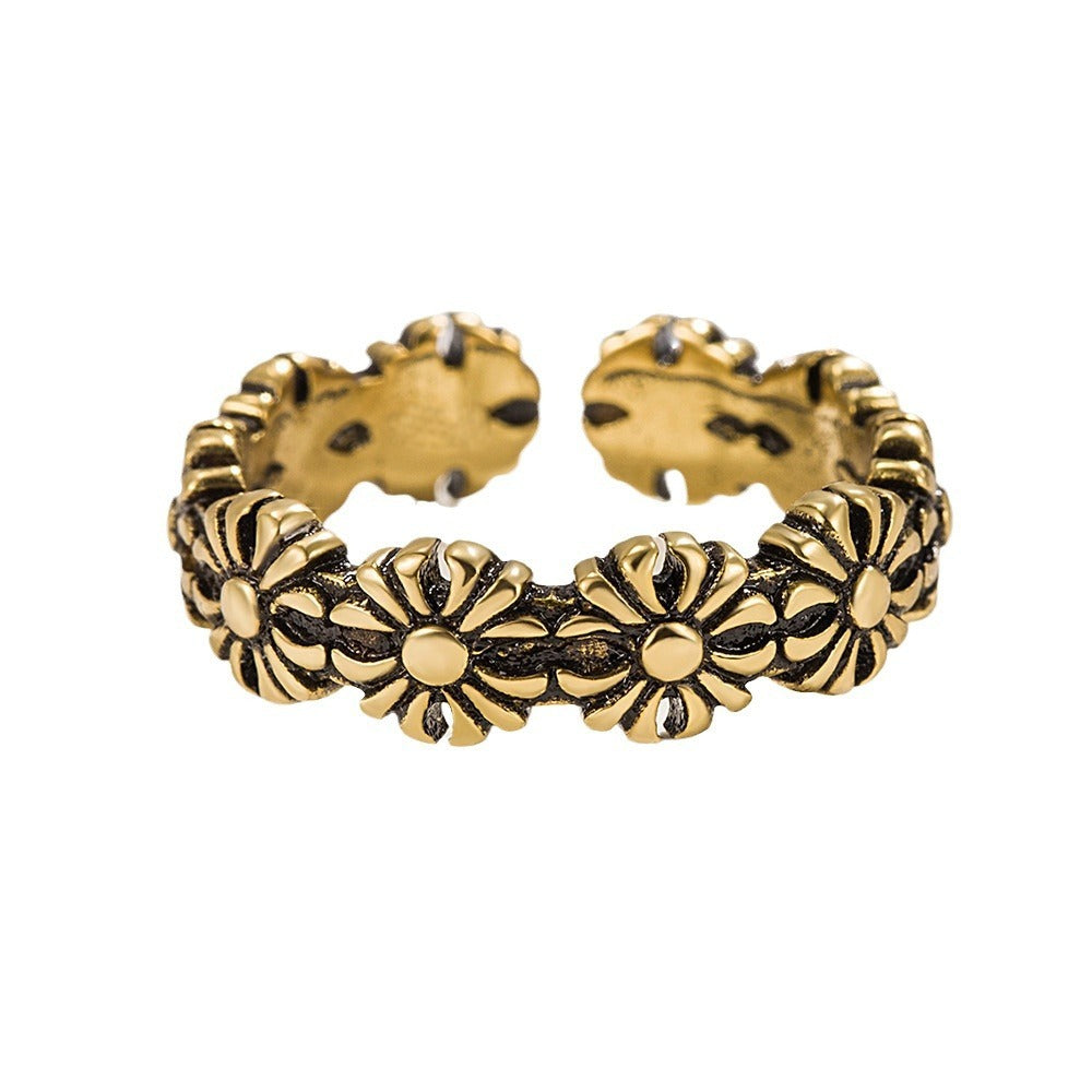 Vintage Style Bronze Sunflower Ring