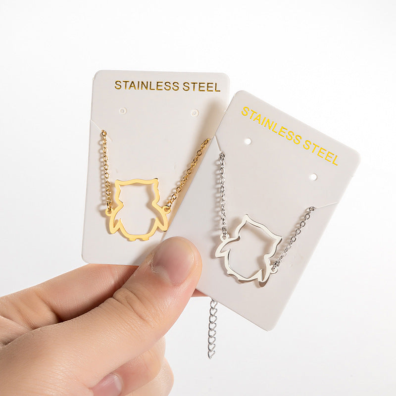 Cut Small Animal Hollow Owl Pendant Simple Bracelet