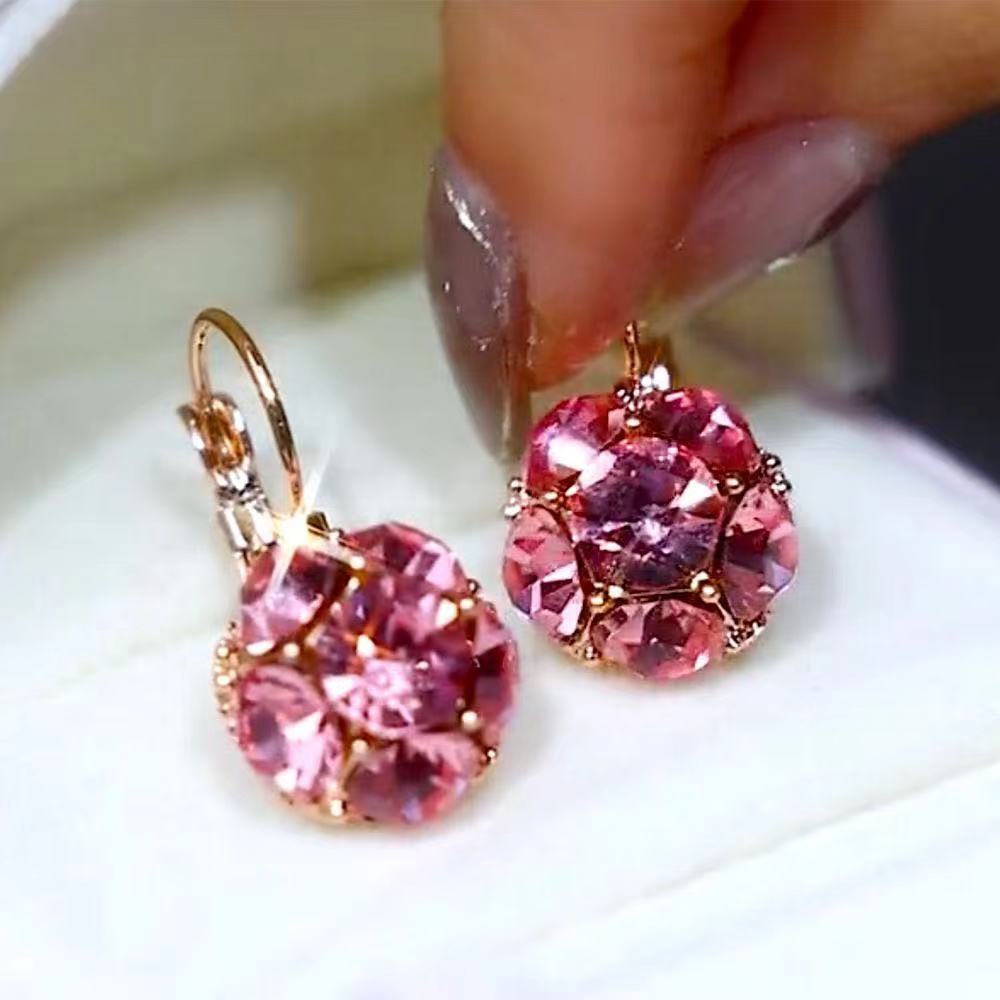 Korean Retro Colorful Circle Crystal Earrings