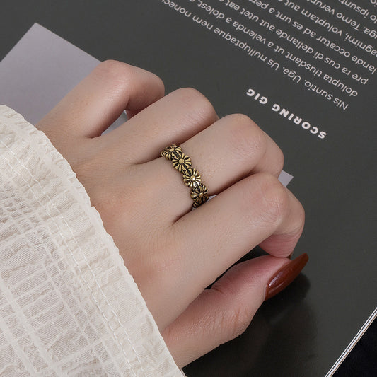 Vintage Style Bronze Sunflower Ring