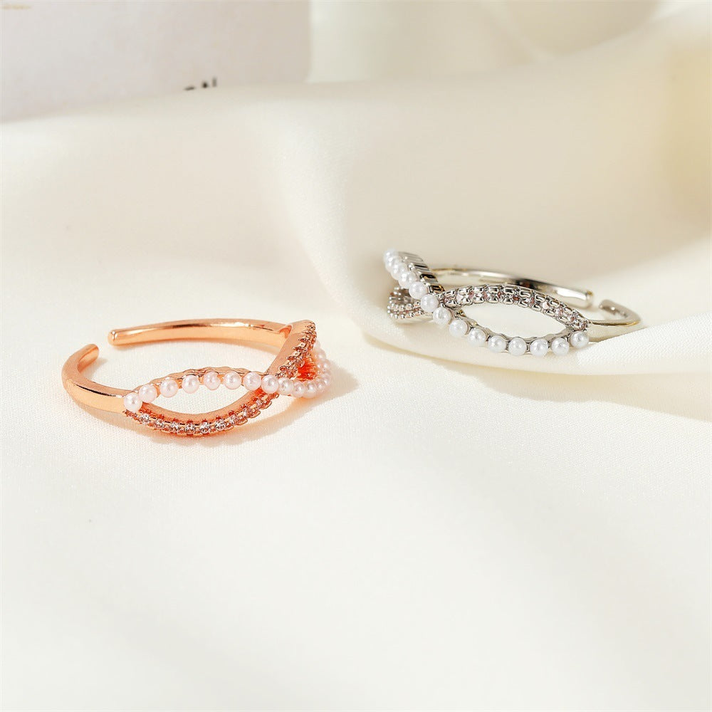 Diamond Oil-spot Glaze Flowers Ring