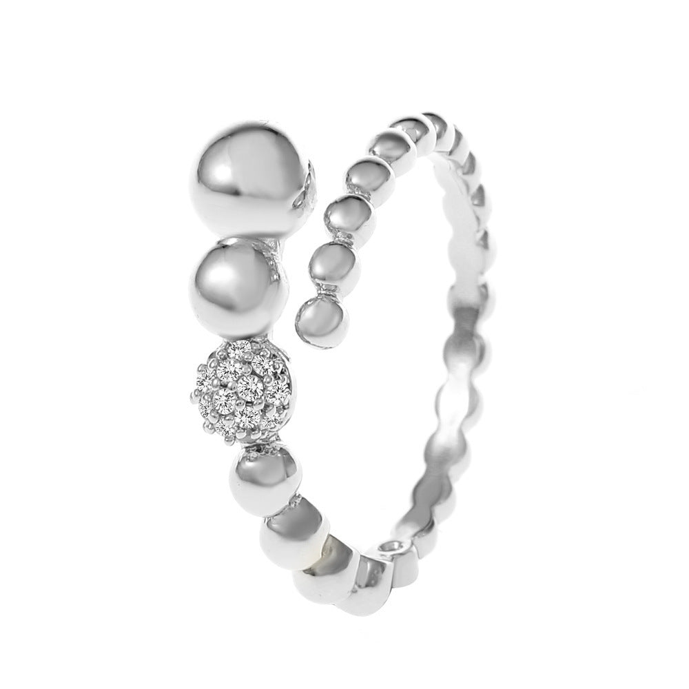 Diamond Oil-spot Glaze Flowers Ring