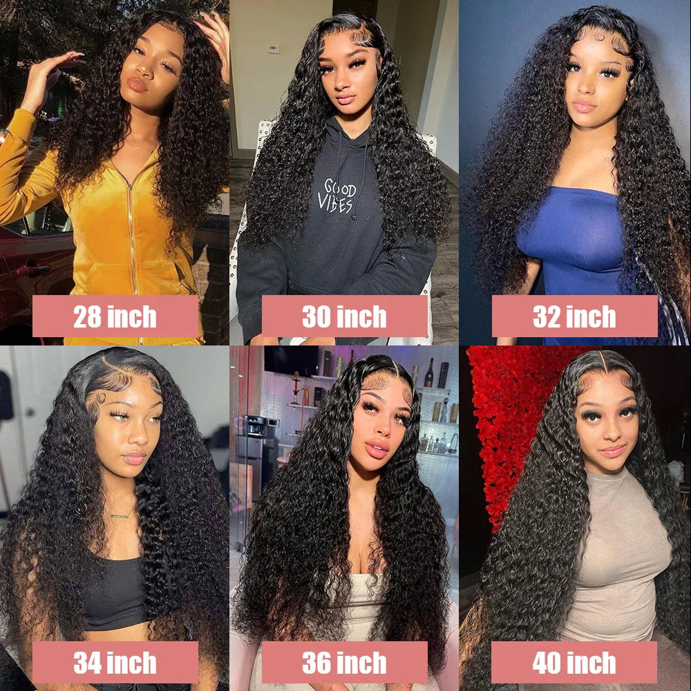 Deep Wave Glueless Wig Human Hair 40 Inch 13x6 Transparent Lace Front Wig 360 Full Lace Wigs For Women Pre cut Kinky Curly Wig