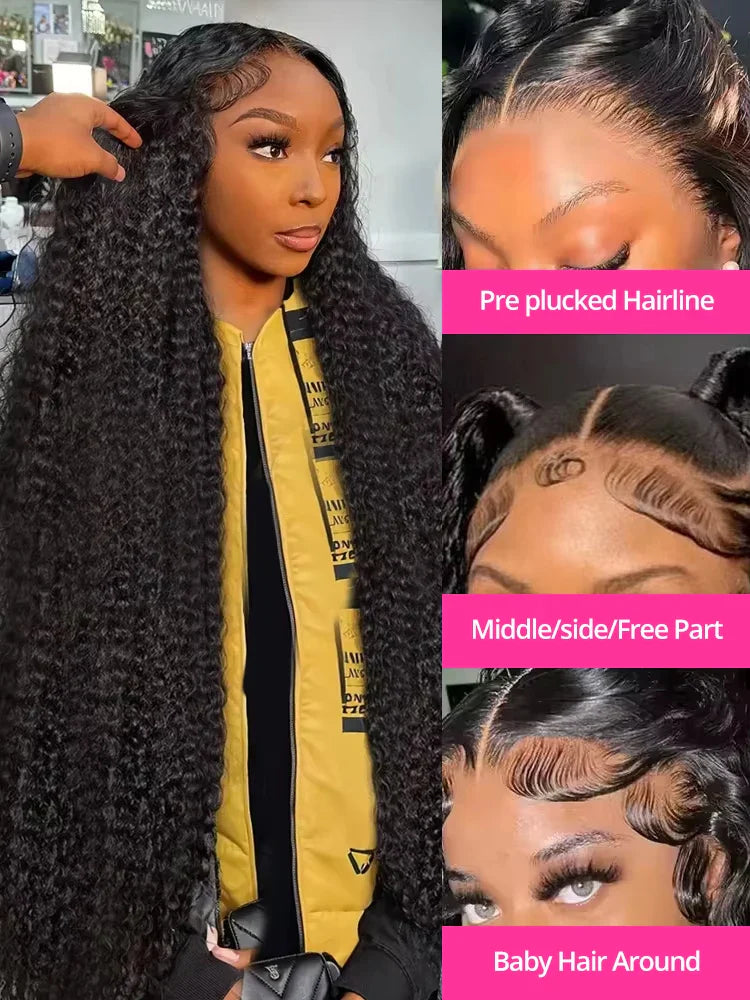 CEXXY 250% High Density Loose Deep Wave 30 40 46Inch 13x6 13x4 HD Lace Frontal Human Hair Wig Brazilian Raw Curly Wigs For Women