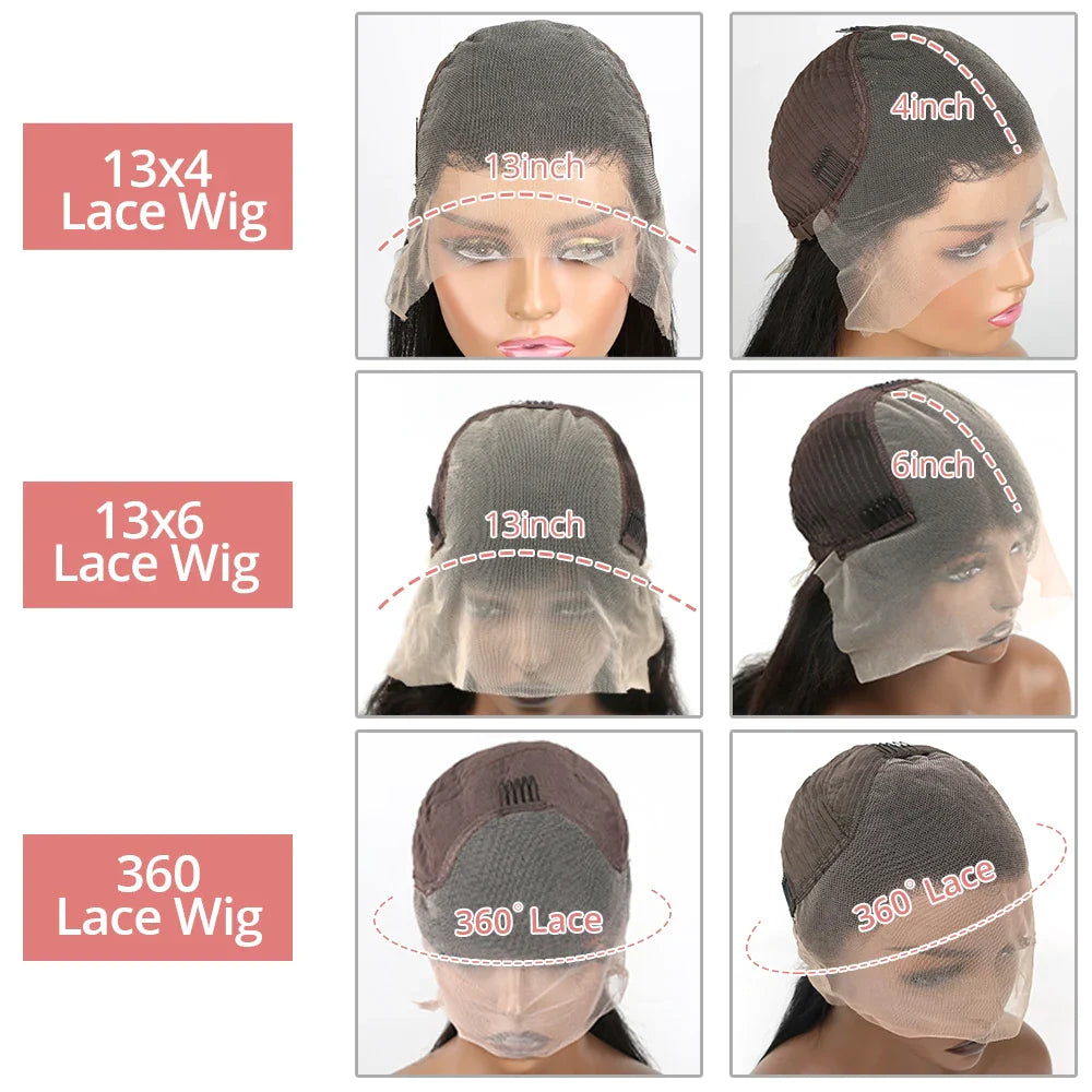 Deep Wave Glueless Wig Human Hair 40 Inch 13x6 Transparent Lace Front Wig 360 Full Lace Wigs For Women Pre cut Kinky Curly Wig