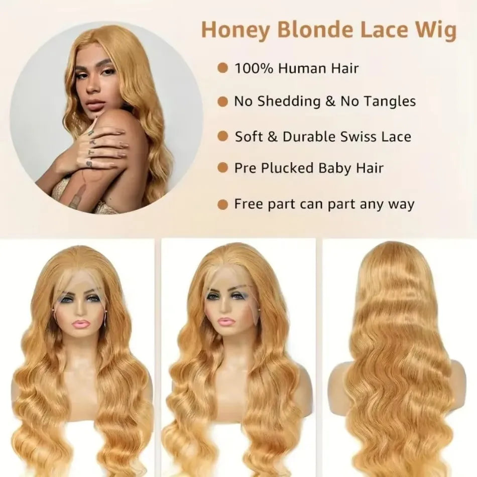 27 Honey Blonde Wig Human Hair 13x6 Hd Lace Frontal Wig 250 Density  Body Wave Lace Front Wig 13x4 Honey Blonde Human Hair Wigs