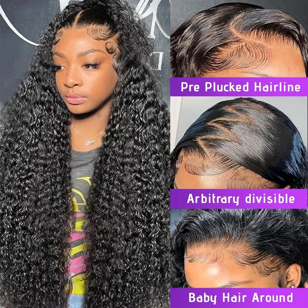 30 38 Inch Deep Wave 13x6 HD Lace Front Human Hair Wig Remy Curl 360Full Lace Frontal Wig Human Hair For Black Women 200 Density