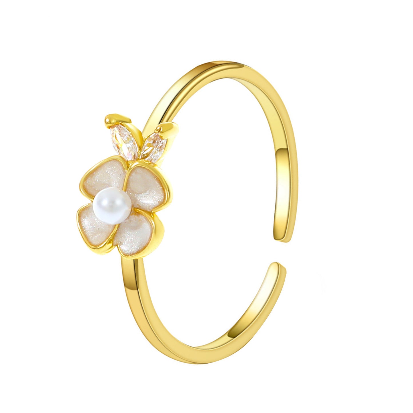 Diamond Oil-spot Glaze Flowers Ring