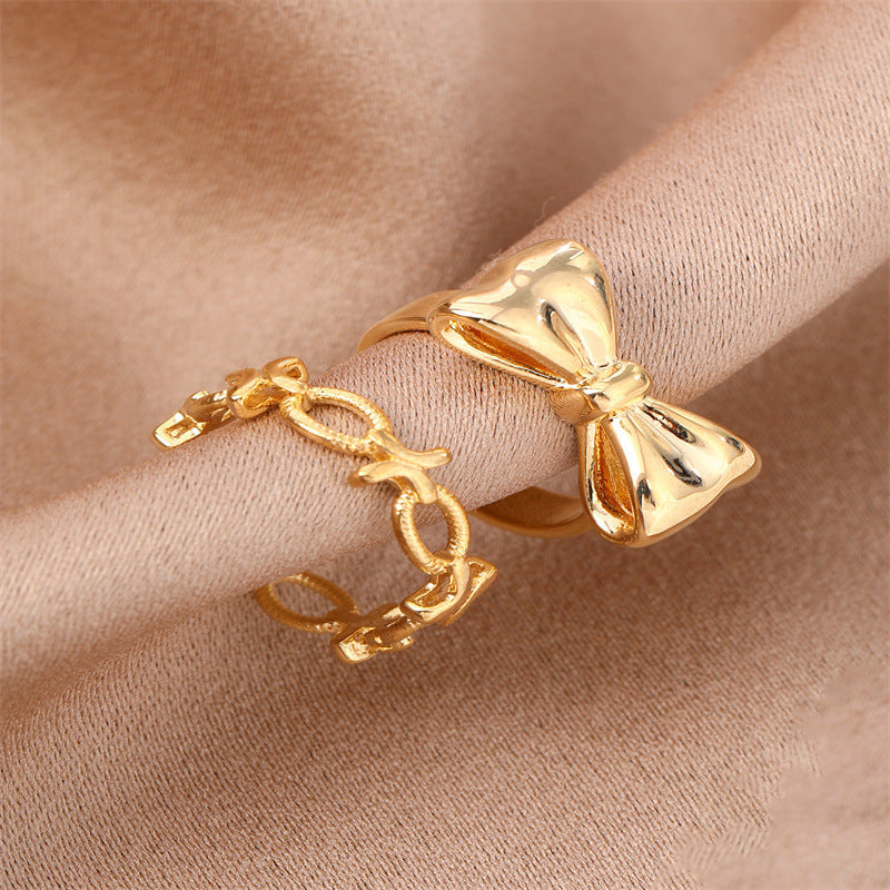 French Minority All-matching Bow Ring Women
