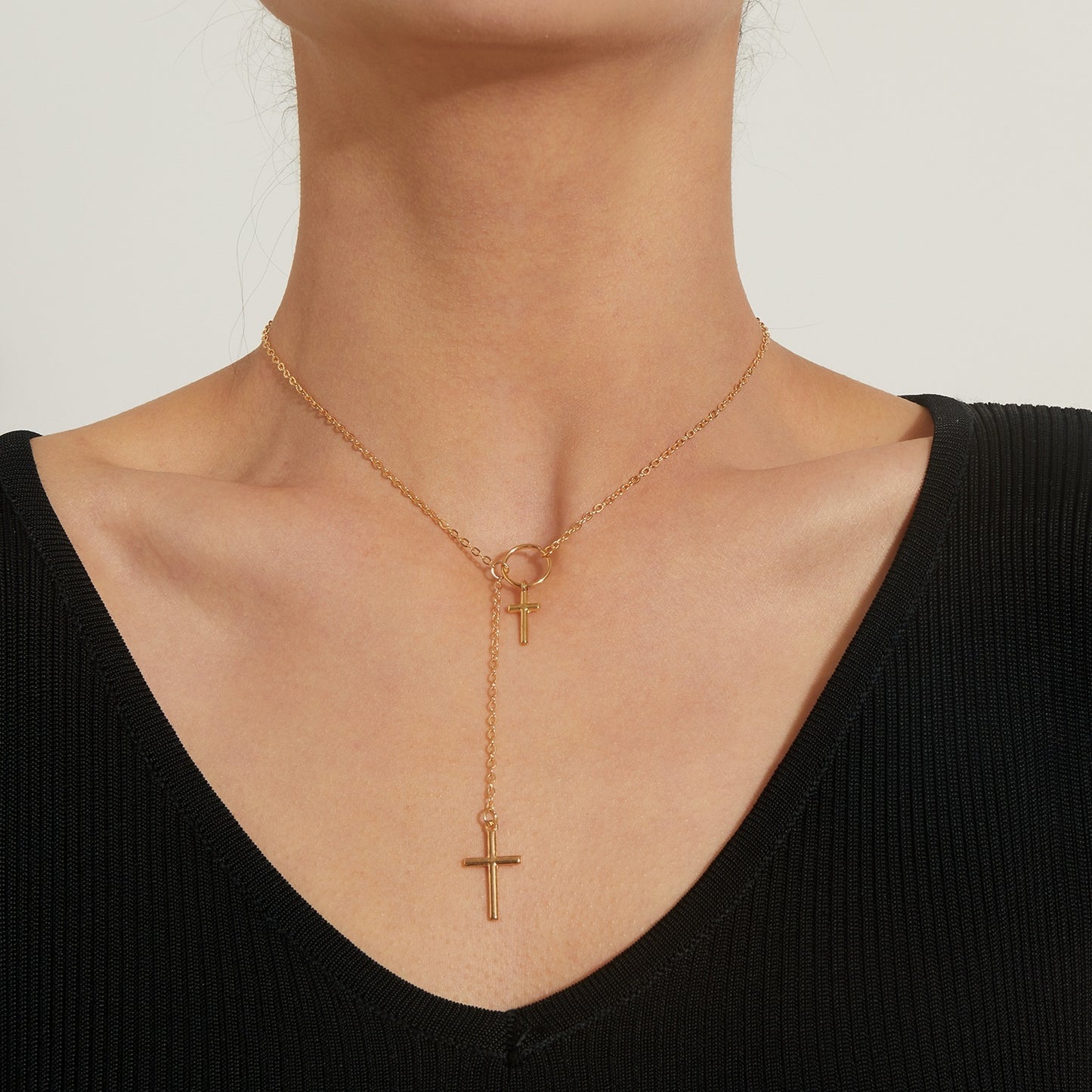 Fashion Double Layer Cross Trendy Female Necklace Personality