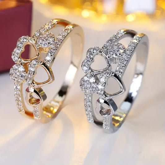 Alloy Geometric Heart Shape Opening Adjustable All-Match Ring
