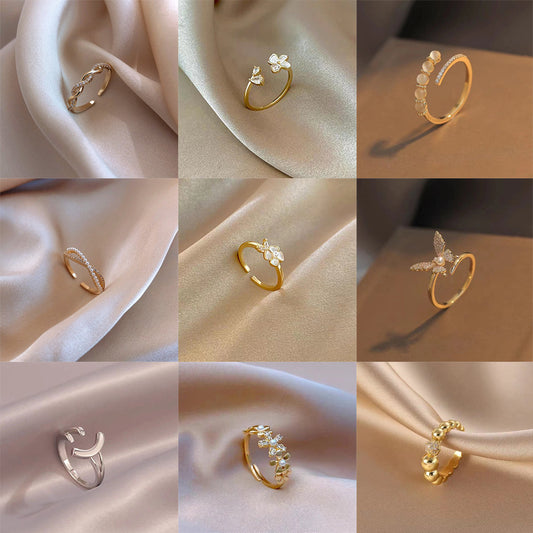 Diamond Oil-spot Glaze Flowers Ring