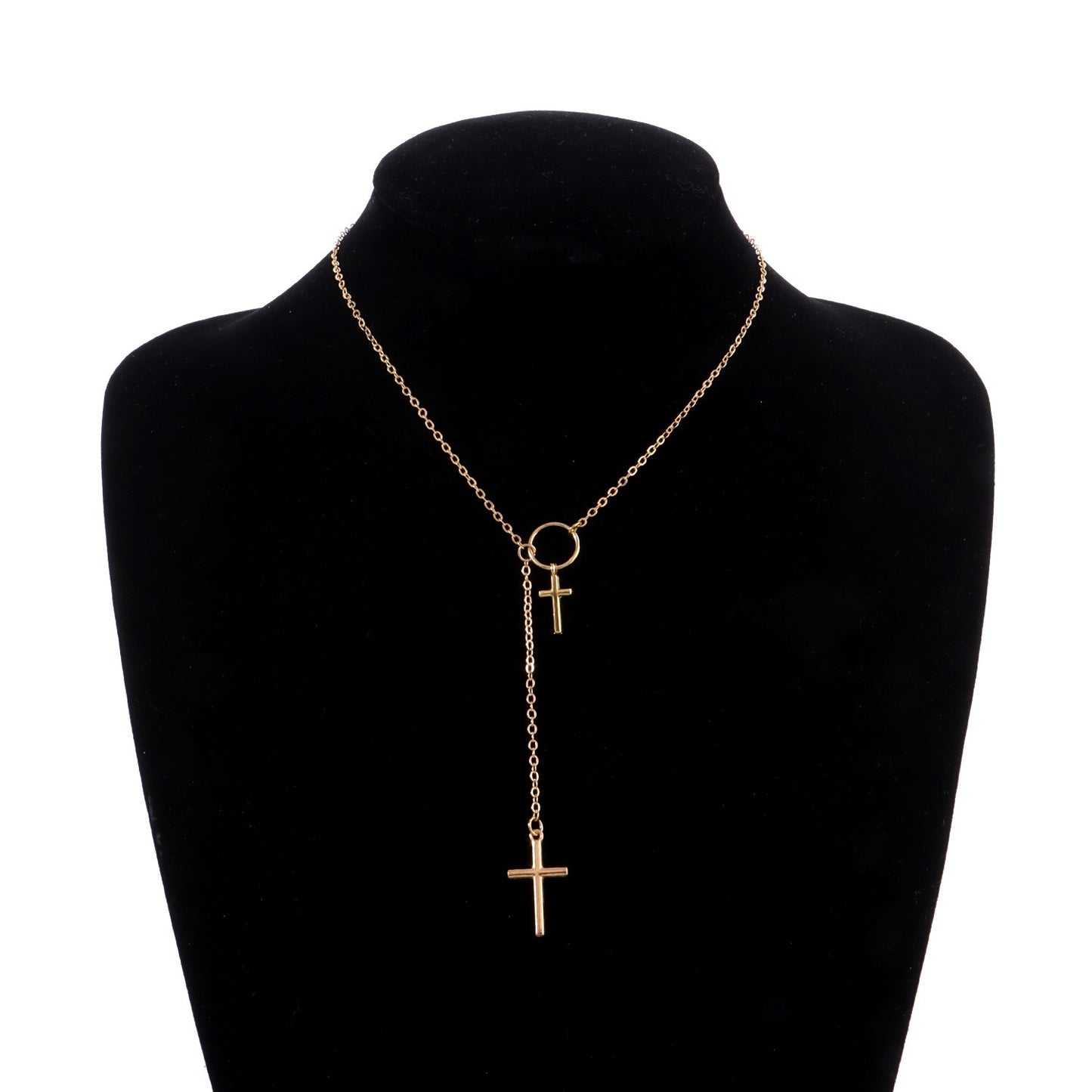 Fashion Double Layer Cross Trendy Female Necklace Personality