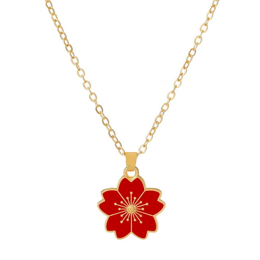 Simple Cherry Blossom Pendant Necklace For Women