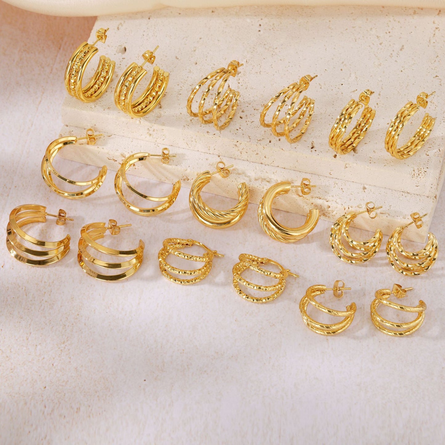 Geometric Line Splicing Earrings Hypoallergenic