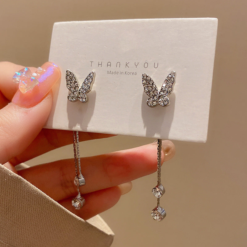 Butterfly Tassel Earrings Temperament Entry Lux Niche High Sense Internet Celebrity Jewelry