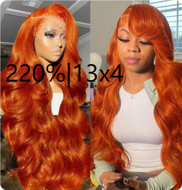 Long Curly Hair Fluffy Curly Hair  Orange Big Wave Real Hair Headband For Women