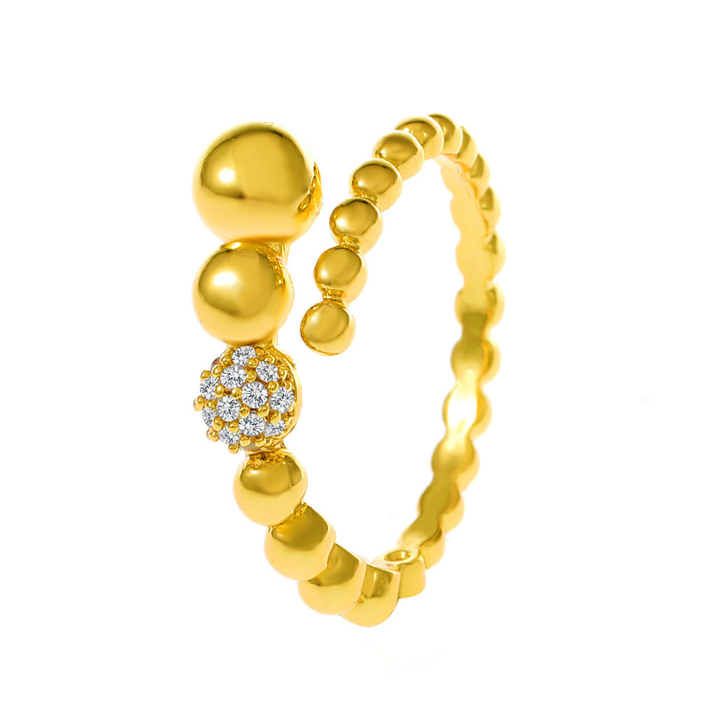 Diamond Oil-spot Glaze Flowers Ring