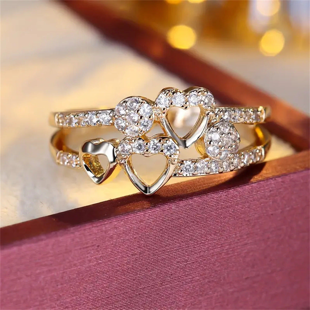 Alloy Geometric Heart Shape Opening Adjustable All-Match Ring